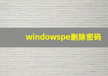 windowspe删除密码