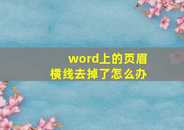 word上的页眉横线去掉了怎么办