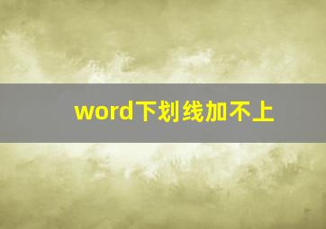 word下划线加不上