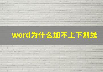 word为什么加不上下划线