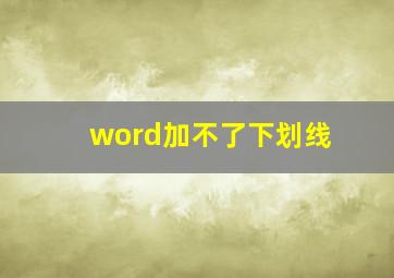 word加不了下划线