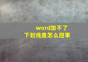 word加不了下划线是怎么回事