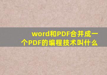 word和PDF合并成一个PDF的编程技术叫什么