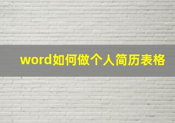 word如何做个人简历表格