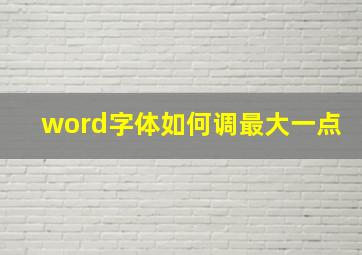 word字体如何调最大一点