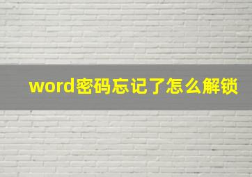 word密码忘记了怎么解锁