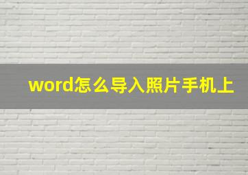 word怎么导入照片手机上