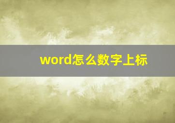 word怎么数字上标