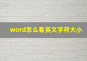 word怎么看英文字符大小