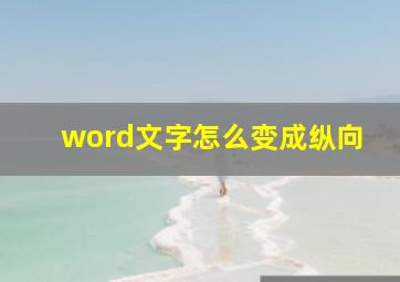 word文字怎么变成纵向