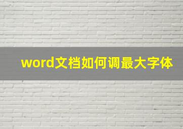 word文档如何调最大字体