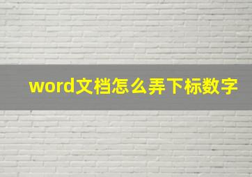 word文档怎么弄下标数字