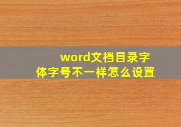 word文档目录字体字号不一样怎么设置