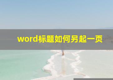 word标题如何另起一页