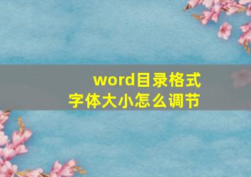 word目录格式字体大小怎么调节