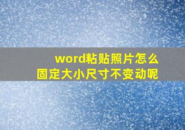 word粘贴照片怎么固定大小尺寸不变动呢