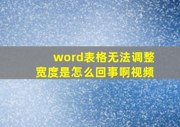 word表格无法调整宽度是怎么回事啊视频