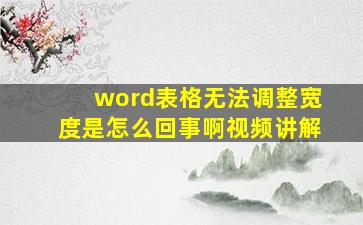 word表格无法调整宽度是怎么回事啊视频讲解