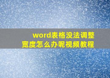 word表格没法调整宽度怎么办呢视频教程