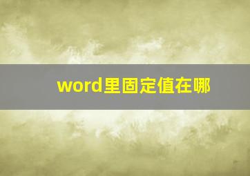 word里固定值在哪