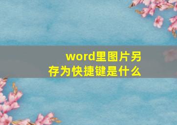 word里图片另存为快捷键是什么