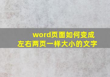 word页面如何变成左右两页一样大小的文字