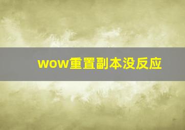 wow重置副本没反应