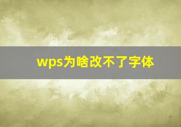 wps为啥改不了字体