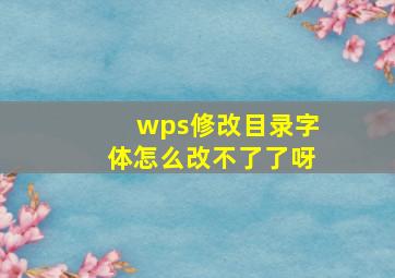 wps修改目录字体怎么改不了了呀