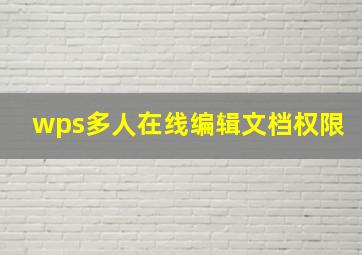 wps多人在线编辑文档权限