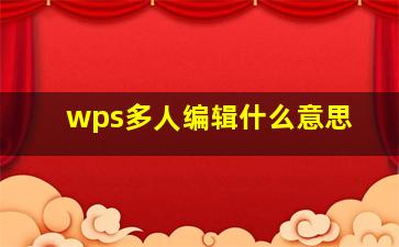 wps多人编辑什么意思