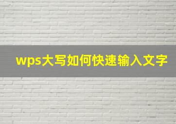 wps大写如何快速输入文字