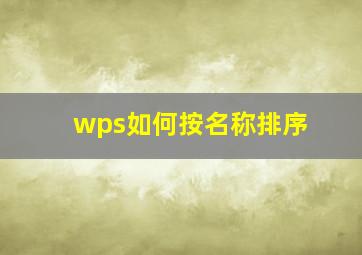 wps如何按名称排序