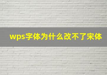 wps字体为什么改不了宋体