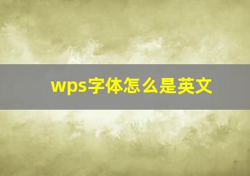 wps字体怎么是英文