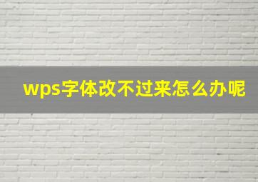 wps字体改不过来怎么办呢