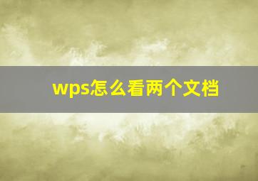 wps怎么看两个文档