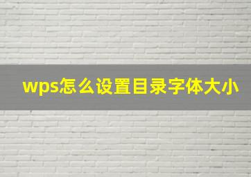 wps怎么设置目录字体大小