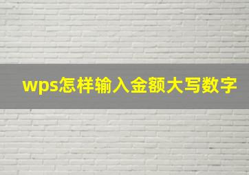 wps怎样输入金额大写数字