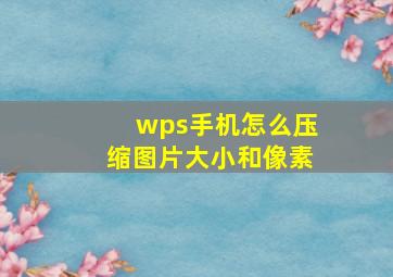 wps手机怎么压缩图片大小和像素