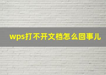 wps打不开文档怎么回事儿