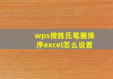 wps按姓氏笔画排序excel怎么设置