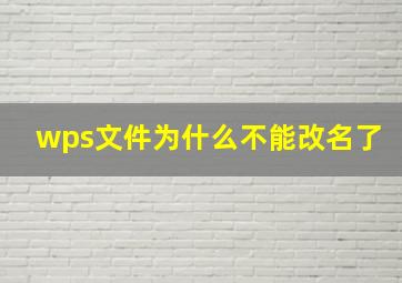 wps文件为什么不能改名了