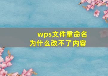 wps文件重命名为什么改不了内容