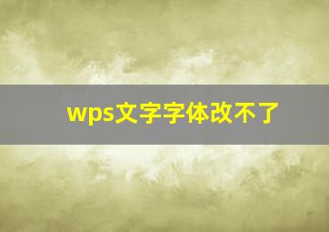 wps文字字体改不了