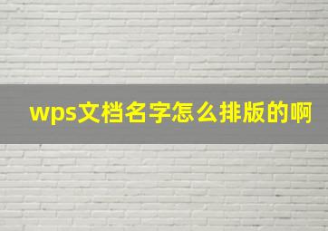 wps文档名字怎么排版的啊