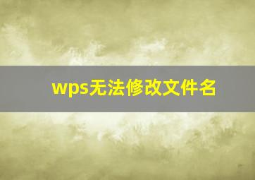 wps无法修改文件名