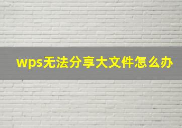 wps无法分享大文件怎么办