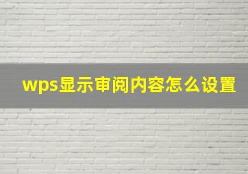 wps显示审阅内容怎么设置