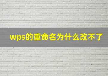 wps的重命名为什么改不了